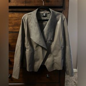 Joan Vass Women's Green Faux Leather Jacket